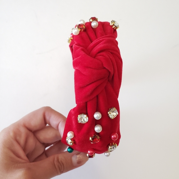 New Christmas Pearl Headband Creative Fried Dough Twists Braid Red Green - Picture 9 of 9